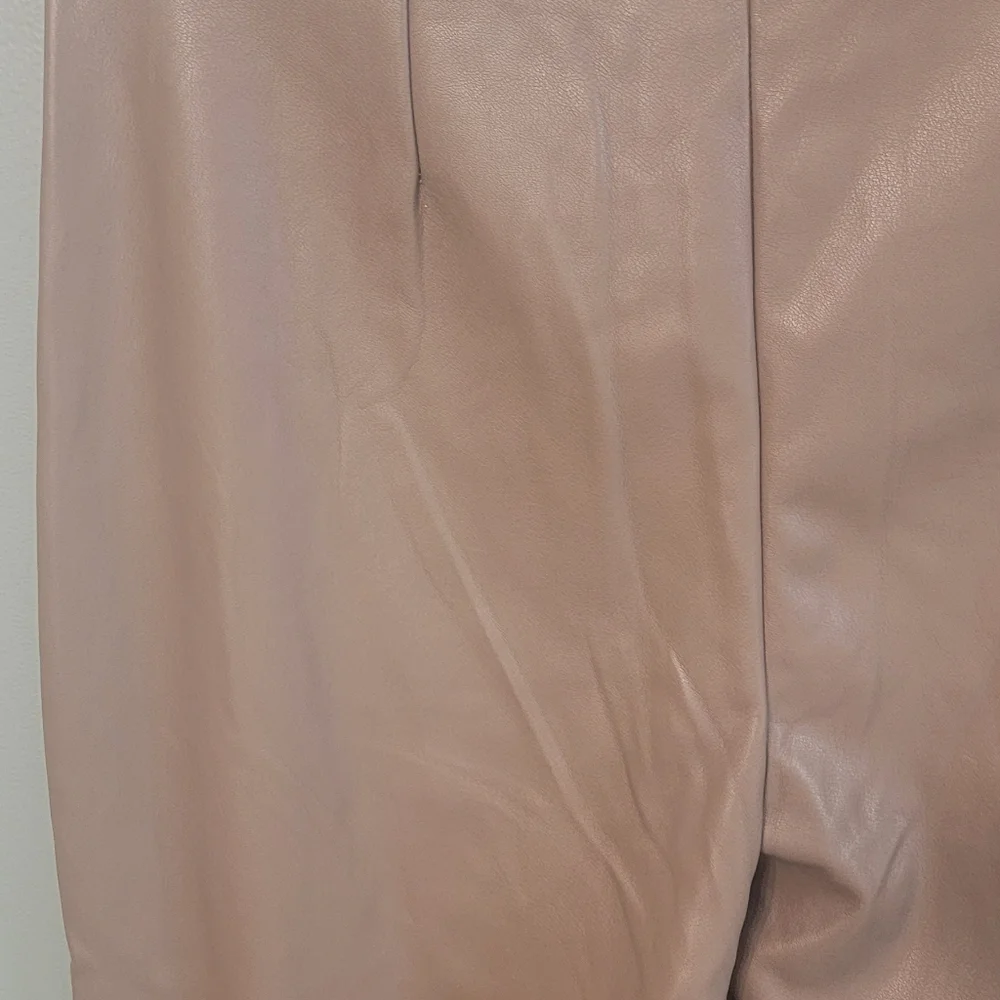 Fabletics Vegan Leather‎ Willow Bark Tan Womens Leggings Size XL